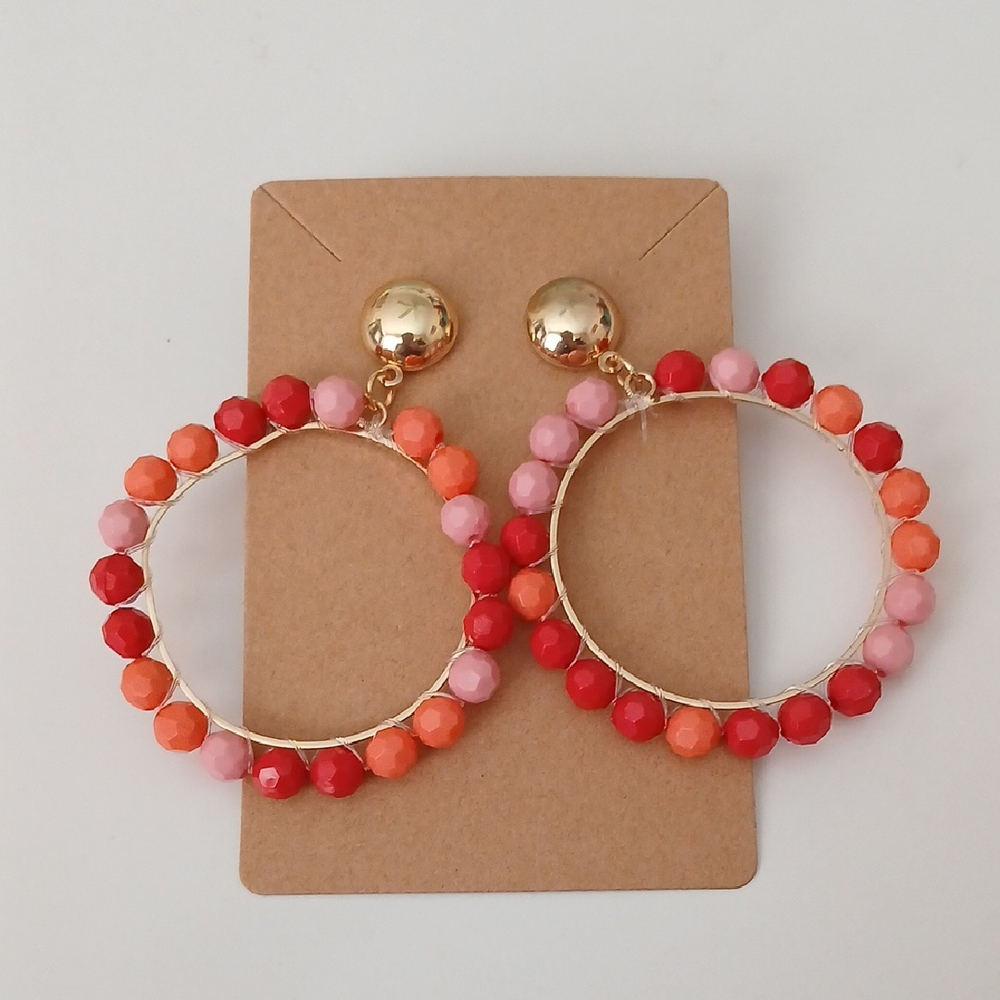 Fashion Jewelry Gold and Vibrant Beaded Earrings